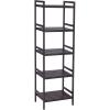 imageSONGMICS Adjustable Storage Shelf Rack 5Tier Multifunctional Shelving Unit Stand Tower Bookcase for Bathroom Living Room Kitchen 177 x 124 x 559 inches Holds up to 132 lb Brown UBCB75BR
