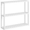 imageSONGMICS Bamboo Bathroom Shelf 3Tier Adjustable Plants Rack WallMounted or Stand in The Living Room Balcony Kitchen 59 x 236 x 213 Inches Natural and Cloud White UBCB13WNCloud White