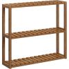 imageSONGMICS Bamboo Bathroom Shelf 3Tier Adjustable Plants Rack WallMounted or Stand in The Living Room Balcony Kitchen 59 x 236 x 213 Inches Natural and Cloud White UBCB13WNCoffee Brown