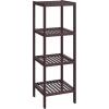 imageSONGMICS Bamboo Storage Shelf 5Tier Shelving Unit Multifunctional in The Entryway Bathroom Living Room Balcony Kitchen 13 x 13 x 575 Inches Cloud White and Light Bamboo UBCB055N01Brown