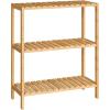 imageSONGMICS Bamboo Storage Shelf 5Tier Shelving Unit Multifunctional in The Entryway Bathroom Living Room Balcony Kitchen 13 x 13 x 575 Inches Cloud White and Light Bamboo UBCB055N01Light Bamboo