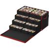 imageSONGMICS Christmas Ornament Storage Box with Side Open Stackable Christmas Storage Container with Lid 4 Drawer Trays 600D Oxford 3Inch 64 Slots Cherry Red URFB037R01Ink Black