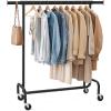 imageSONGMICS Clothes Rack with Wheels HeavyDuty Garment Rack with Extendable Hanging Rod 243 lb Load Capacity 177 x 63787 x 641 Inches ChromePlated Silver UHSR176E01Matte Black