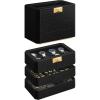 imageSONGMICS HOME RONNE Collection  3Tier Watch Box Stackable 8Slot Watch Case Woven Embossed PU Leather Floating Effect Gift Idea Ink Black Surface Ink Black Lining UJWB021B01Ink Black  Ink Black
