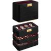 imageSONGMICS HOME RONNE Collection  3Tier Watch Box Stackable 8Slot Watch Case Woven Embossed PU Leather Floating Effect Gift Idea Ink Black Surface Ink Black Lining UJWB021B01Ink Black  Wine Red