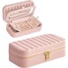 imageSONGMICS HOME Travel Jewelry Case Travel Jewelry Box Organizer with Mirror 41 x 8 x 24 Inches Stitching Portable Gift Idea Ink Black UJBC180B01Jelly Pink