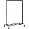 imageSONGMICS HeavyDuty Clothes Rack DoubleRod Clothing Rack for Hanging Clothes Industrial Garment Rack on Wheels Metal Frame 2 Casters with Brakes Commercial Display Black UHSR60BSingle Rod