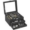 imageSONGMICS Jewelry Box Lockable Jewelry Storage Organizer Jewelry Case with Glass Window for Rings Earrings Studs Bracelets Necklaces White UJBC158W01Gray