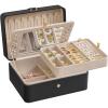 imageSONGMICS Jewelry Box Travel Jewelry Case 2Layer Jewelry Holder Organizer Portable Versatile Earring Storage for Small Accessories Jelly Pink UJBC185R02Ink Black