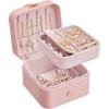 imageSONGMICS Jewelry Box Travel Jewelry Case 2Layer Jewelry Holder Organizer Portable Versatile Earring Storage for Small Accessories Jelly Pink UJBC185R02Jelly Pink