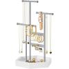 imageSONGMICS Jewelry Holder Jewelry Organizer 3 Tiers and 1 Tray Jewelry Display Stand with Metal Frame Necklace Earring Bracelet Holder for Rings Ink Black and Caramel Brown UJJS03CBDove Gray  Cloud White