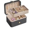 imageSONGMICS Jewelry Organizer Box Travel Jewelry Case 2Layer Travel Case for Earrings Necklaces Bracelets  Portable Jewelry Storage with Large Capacity Gift Idea Cloud White UJBC166W01Slate Gray