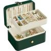 imageSONGMICS Jewelry Organizer Box Travel Jewelry Case 2Layer Travel Case for Earrings Necklaces Bracelets  Portable Jewelry Storage with Large Capacity Gift Idea Cloud White UJBC166W01Forest Green