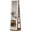 imageSONGMICS LED Jewelry Cabinet Standing Lockable Armoire With FullLength Mirror and Adjustable Lights SpaceSaving Organizer Gift Idea Cloud White UJJC008W01Rustic Brown