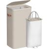 imageSONGMICS Laundry Basket 449 Gal Laundry Hamper 2 Compartments Easy Assembly with Lid and Handles Removable Liners 22 x 157 x 295 Inches Ink Black ULCB813B01Cappuccino Beige