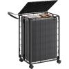 imageSONGMICS Laundry Hamper 90L Laundry Basket with Lid Clothes Hamper with Wheels Collapsible Removable Liner Bag IronMade Laundry Sorter Ink Black and Slate Gray ULCB290B11Ink Black  Slate Gray