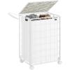 imageSONGMICS Laundry Hamper 90L Laundry Basket with Lid Clothes Hamper with Wheels Collapsible Removable Liner Bag IronMade Laundry Sorter Ink Black and Slate Gray ULCB290B11Cloud White