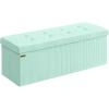 imageSONGMICS MAZIE Collection  Storage Ottoman Bench Foldable Foot Rest 15 x 43 x 15 Inches End of Bed Bench Storage Chest Load 660 lb Living Room Bedroom Entryway Moonlight Green ULSF604C01Moonlight Green
