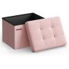imageSONGMICS Mazie Collection  Small Folding Storage Ottoman Foot Rest Stool 122 x 161 x 122 Inches 286 lb Load Capacity for Living Room Bedroom Home Office Dorm Dark Gray ULSF102G01Jelly Pink