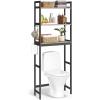 imageSONGMICS OverTheToilet Storage 3Tier Bathroom Organizer Over Toilet with Adjustable Shelves Hooks Bamboo Freestanding Space Saver Bathroom Shelves Heather Greige and Ink Black UBTS012W01Heather Greige  Ink Black
