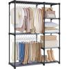 imageSONGMICS Portable Closet Freestanding Closet Organizer Clothes Rack with Shelves Hanging Rods Storage Organizer for Cloakroom Bedroom 441 x 169 x 65 Inches Black URYG24BKGrey