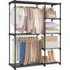 imageSONGMICS Portable Closet Freestanding Closet Organizer Clothes Rack with Shelves Hanging Rods Storage Organizer for Cloakroom Bedroom 441 x 169 x 65 Inches Black URYG24BKBlack
