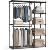 imageSONGMICS Portable Closet Freestanding Closet Organizer Clothes Rack with Shelves Hanging Rods Storage Organizer for Cloakroom Bedroom 717 x 169 x 717 Inches Black URYG037B02Brown