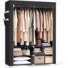 imageSONGMICS Portable Closet Wardrobe with Shoe Rack and Cover Closet Storage Organizer 2 Hanging Rods Shelves and 4 Side Pockets 50 x 177 x 693 Inches Spacious for Bedroom Black URYG008B02Black