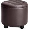 imageSONGMICS Round Ottoman Ottoman with Storage 177 Dia x 175 H Inches Foot Rest with Legs Load up to 330 lb for Living Room Bedroom Dark Gray ULOM011G01Chestnut Brown