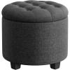 imageSONGMICS Round Ottoman Ottoman with Storage 177 Dia x 175 H Inches Foot Rest with Legs Load up to 330 lb for Living Room Bedroom Dark Gray ULOM011G01Dark Gray