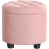 imageSONGMICS Round Ottoman Ottoman with Storage 177 Dia x 175 H Inches Foot Rest with Legs Load up to 330 lb for Living Room Bedroom Dark Gray ULOM011G01Jelly Pink