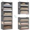 imageSONGMICS Set of 2 Hanging Closet Organizers 6Tier Fabric Storage Shelf Separable Closet Hanging Shelf with Side Pockets Foldable Metal Hooks and Bamboo Inserts Dove Gray URCH008G01Dove Gray