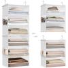 imageSONGMICS Set of 2 Hanging Closet Organizers 6Tier Fabric Storage Shelf Separable Closet Hanging Shelf with Side Pockets Foldable Metal Hooks and Bamboo Inserts Dove Gray URCH008G01Cloud White