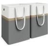 imageSONGMICS Set of 2 Laundry Basket 110 L Foldable Laundry Hamper Clothes Hamper Bag with Short and Long Handles Easy to Transport and Clean Freestanding for Bedroom Bathroom Slate Gray ULCB210G01Slate Gray
