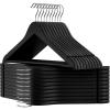 imageSONGMICS Set of 20 Wooden Hangers with Rubber Coating NonSlip Coat Hangers with Shoulder Grooves Pants Bar 360 Swivel Hook for Jackets Shirts Black UCRW011B02Black