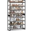 imageSONGMICS Shoe Rack 8Tier Shoe Organizer Metal Rack for Garage Set of 2 4Tier Stackable Shelf with Adjustable Flat or Angled Shelves 3240 Pairs Bronze ULMR08AInk Black
