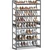 imageSONGMICS Shoe Rack 8Tier Shoe Organizer Metal Rack for Garage Set of 2 4Tier Stackable Shelf with Adjustable Flat or Angled Shelves 3240 Pairs Bronze ULMR08ACharcoal Gray