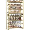 imageSONGMICS Shoe Rack 8Tier Shoe Organizer Metal Rack for Garage Set of 2 4Tier Stackable Shelf with Adjustable Flat or Angled Shelves 3240 Pairs Bronze ULMR08APale Gold