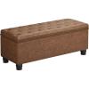 imageSONGMICS Storage Bench with Armrests Ottoman for Living Room Bedroom Entryway Steel Legs Dark Gray ULOM072G01Coffee Brown