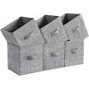 imageSONGMICS Storage Cubes 11Inch NonWoven Fabric Bins with Double Handles Set of 6 Closet Organizers for Shelves Foldable for Clothes Cattail Gray UROB26LGCattail Gray