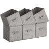 imageSONGMICS Storage Cubes 11Inch NonWoven Fabric Bins with Double Handles Set of 6 Closet Organizers for Shelves Foldable for Clothes Cattail Gray UROB26LGTaupe