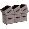 imageSONGMICS Storage Cubes 11Inch NonWoven Fabric Bins with Double Handles Set of 6 Closet Organizers for Shelves Foldable for Clothes Cattail Gray UROB26LGWalnut Color