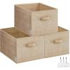 imageSONGMICS Storage Cubes 157 x 118 x 95 Inches NonWoven Fabric Bins with Double Handles Set of 3 Closet Organizers for Shelves Foldable for Clothes Cattail Gray UROB440G01Sand Beige