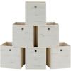 imageSONGMICS Storage Cubes Set of 6 Storage Bins with Handles Foldable Oxford Fabric and NonWoven Fabric Storage Boxes 102x102x11 Inches Fit Cube Storage Unit Rustic Brown URFB126B01Vintage White