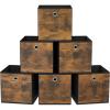 imageSONGMICS Storage Cubes Set of 6 Storage Bins with Handles Foldable Oxford Fabric and NonWoven Fabric Storage Boxes 102x102x11 Inches Fit Cube Storage Unit Rustic Brown URFB126B01Rustic Brown
