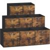 imageSONGMICS Storage Cubes Set of 8 Storage Bins Foldable Fabric Storage Boxes 13 x 13 x 13 Inches Fit Cube Storage Unit for Clothes Bedroom Living Room Rustic Brown and Ink Black URFB833B01M118L x 118W x 118H