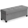 imageSONGMICS Storage Ottoman Bench Foldable Foot Rest with Legs 15 x 43 x 157 Inches End of Bed Bench Storage Chest Load up to 660 lb for Living Room Bedroom Entryway Midnight Blue ULSF018I01Dove Gray