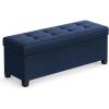 imageSONGMICS Storage Ottoman Bench Foldable Foot Rest with Legs 15 x 43 x 157 Inches End of Bed Bench Storage Chest Load up to 660 lb for Living Room Bedroom Entryway Midnight Blue ULSF018I01Midnight Blue