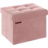 imageSONGMICS Storage Ottoman Foldable Small Ottoman Foot Rest 15 Inches Foot Stool Load up to 660 lb for Living Room Bedroom Dorm Jelly Pink ULSF227R01Jelly Pink