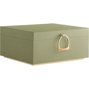imageSONGMICS 2Layer Jewelry Box Jewelry Organizer with Handle Removable Jewelry Tray Jewelry Storage Floating Effect 81 x 94 x 43 Inches Gift Idea White UJBC165W01Sage Green